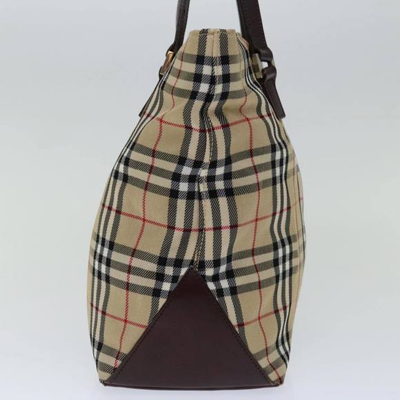 BURBERRY Nova Check Blue Label Hand Bag Canvas Beige Auth bs13348 - Picture 3 of 16